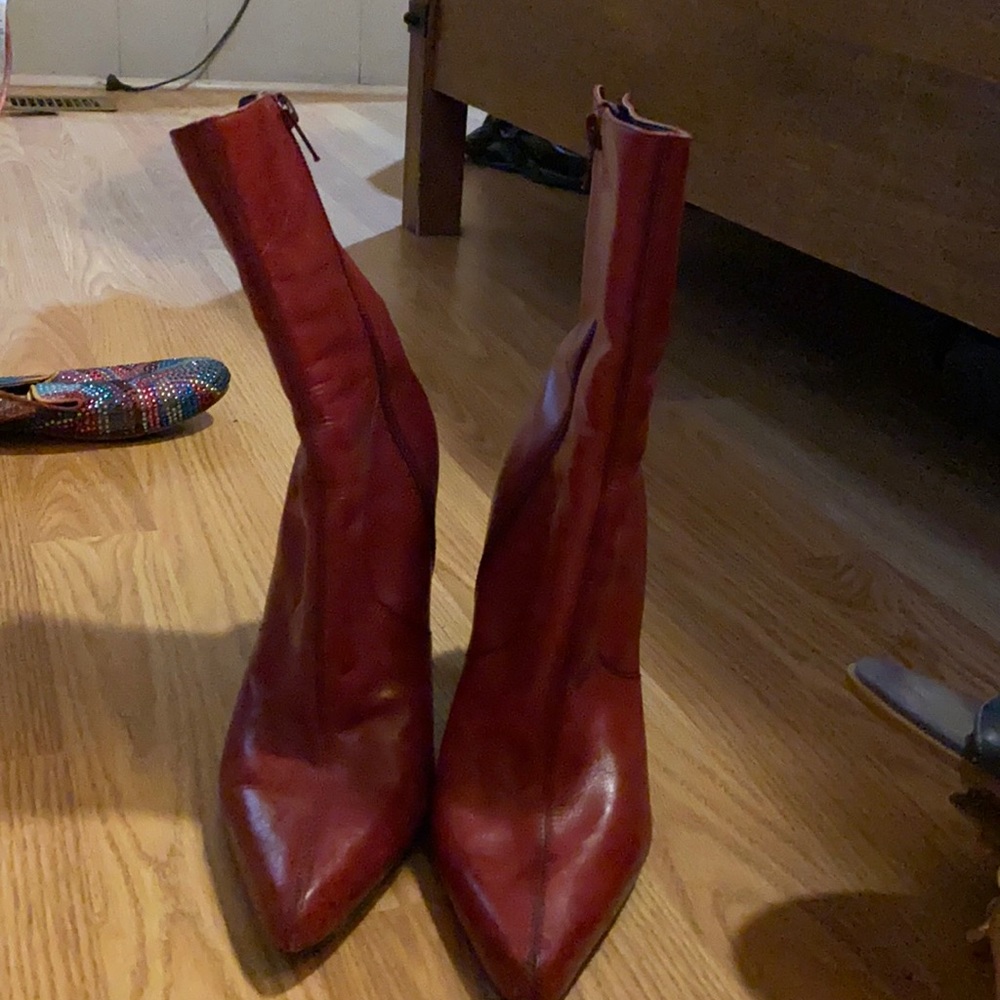 Deep Red High Heel Boots